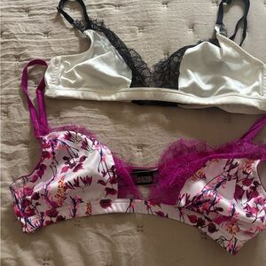 Victoria's Secret Black and Pink Floral Lace Bras